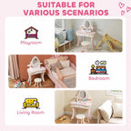 2-in-1 Vanity and Desk for Girls , Includes Stool, Mirror, Drawer, and 7 Accessories, Suitable for Ages 3 and Up, Pink — view 11