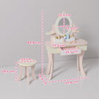 2-in-1 Vanity and Desk for Girls , Includes Stool, Mirror, Drawer, and 7 Accessories, Suitable for Ages 3 and Up, Pink — view 5