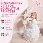 2-in-1 Vanity and Desk for Girls , Includes Stool, Mirror, Drawer, and 7 Accessories, Suitable for Ages 3 and Up, Pink — view 10