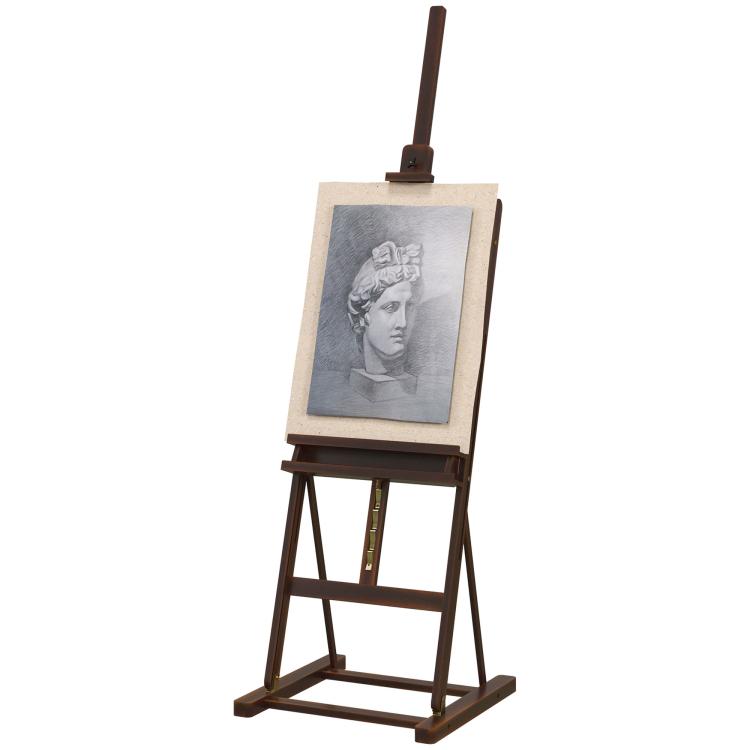 Adjustable Beechwood Artist's Easel with Storage Compartment, 53x50.5x171-230cm — view 2