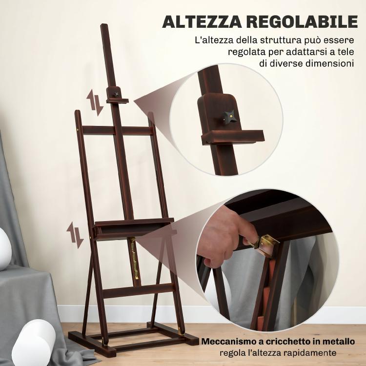 Adjustable Beechwood Artist's Easel with Storage Compartment, 53x50.5x171-230cm — view 6