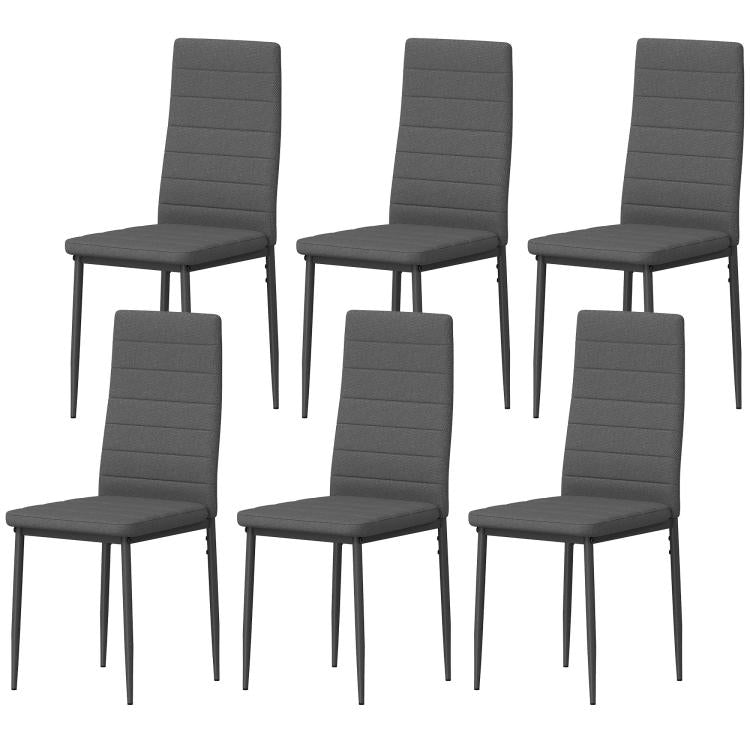 Set of 6 Upholstered Chairs for Living or Dining Room, Modern Kitchen Chairs, Steel and Grey Fabric — view 2