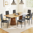 Set of 6 Upholstered Chairs for Living or Dining Room, Modern Kitchen Chairs, Steel and Grey Fabric — view 3