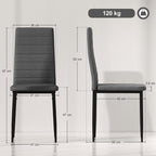 Set of 6 Upholstered Chairs for Living or Dining Room, Modern Kitchen Chairs, Steel and Grey Fabric — view 5