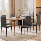 Set of 6 Upholstered Chairs for Living or Dining Room, Modern Kitchen Chairs, Steel and Grey Fabric — view 8