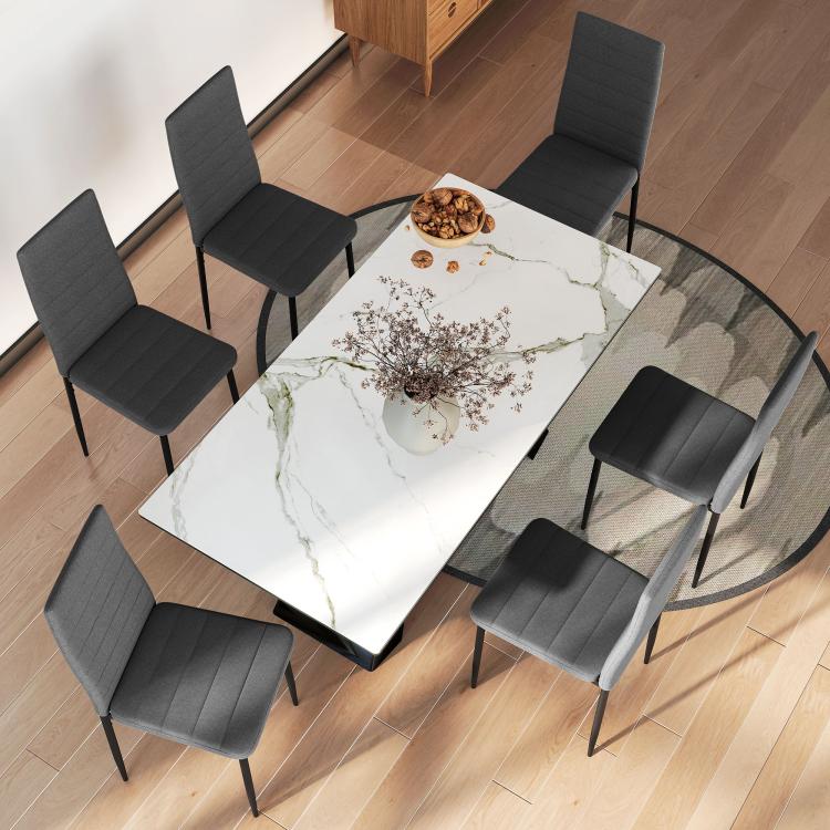 Set of 6 Upholstered Chairs for Living or Dining Room, Modern Kitchen Chairs, Steel and Grey Fabric — view 10