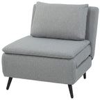 3-in-1 Sofa Bed with Adjustable Backrest and Cushion, in Light Grey Linen-Effect Fabric — view 2