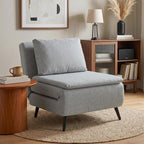 3-in-1 Sofa Bed with Adjustable Backrest and Cushion, in Light Grey Linen-Effect Fabric — view 11