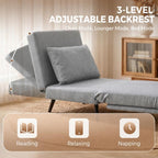 3-in-1 Sofa Bed with Adjustable Backrest and Cushion, in Light Grey Linen-Effect Fabric — view 7
