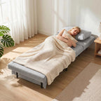 3-in-1 Sofa Bed with Adjustable Backrest and Cushion, in Light Grey Linen-Effect Fabric — view 10