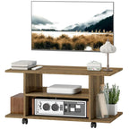 Modern TV Stand with Shelves, Swivel Wheels and Brakes, 80x40x40 cm, Walnut Finish — view 2