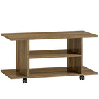 Modern TV Stand with Shelves, Swivel Wheels and Brakes, 80x40x40 cm, Walnut Finish — view 12