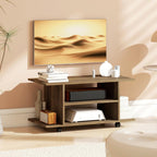 Modern TV Stand with Shelves, Swivel Wheels and Brakes, 80x40x40 cm, Walnut Finish — view 4