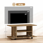 Modern TV Stand with Shelves, Swivel Wheels and Brakes, 80x40x40 cm, Walnut Finish — view 5