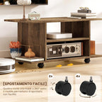 Modern TV Stand with Shelves, Swivel Wheels and Brakes, 80x40x40 cm, Walnut Finish — view 7