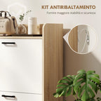 Slim Shoe Cabinet with 2 Tilt-Out Drawers and 3 Open Compartments, 15-Pair Capacity, 83x24x90.5 cm, Wood and White Finish — view 9