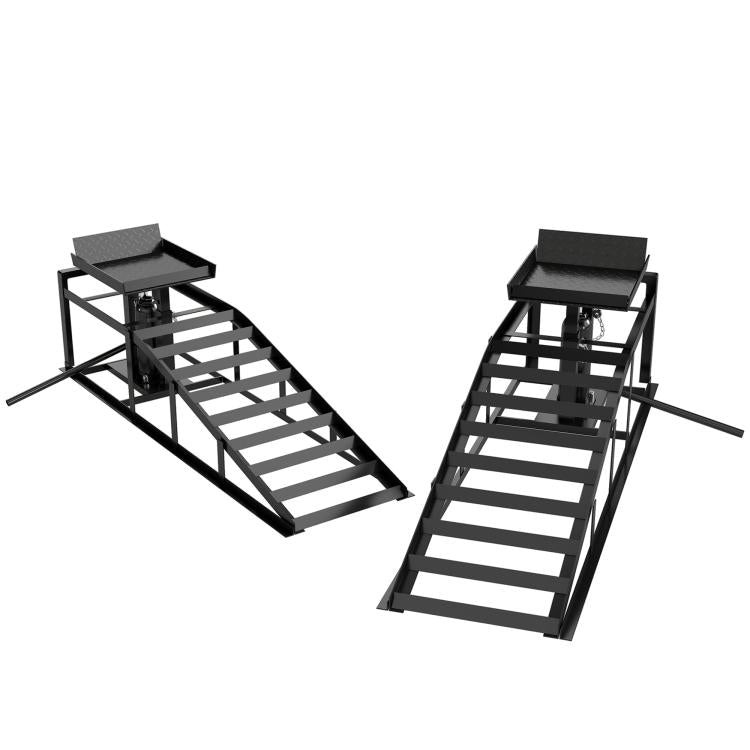 Set of 2 height-adjustable hydraulic ramps (threshold ramps), 3-ton load capacity, curb ramp for tires up to 23 cm