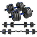 3-in-1 Adjustable 25kg Dumbbell Set with Extension Bar, Blue