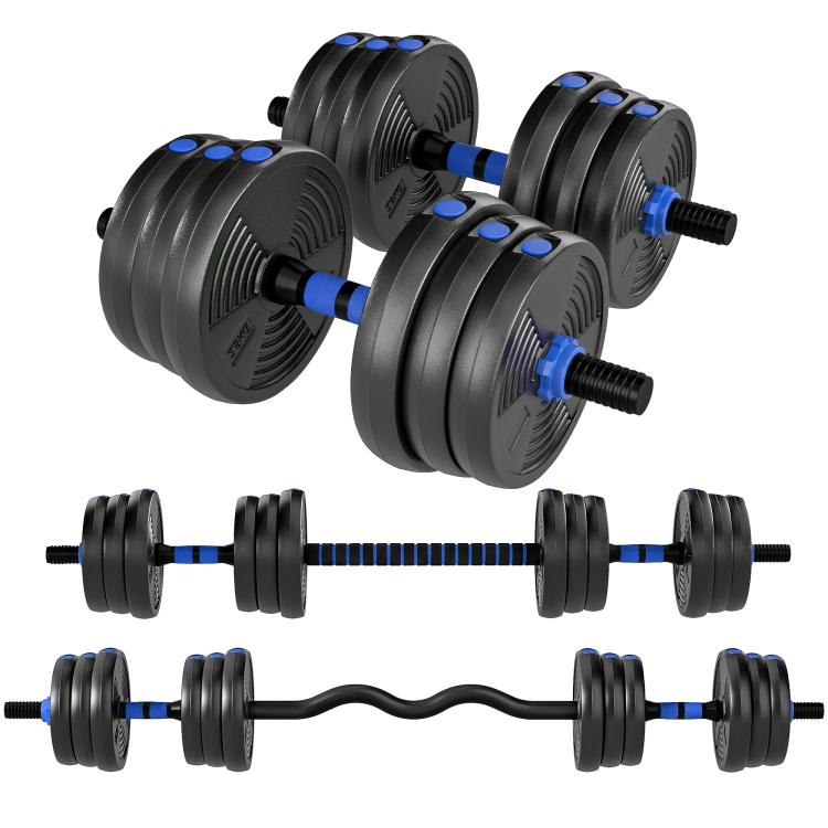 3-in-1 Adjustable 25kg Dumbbell Set with Extension Bar, Blue