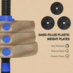 3-in-1 Adjustable 25kg Dumbbell Set with Extension Bar, Blue