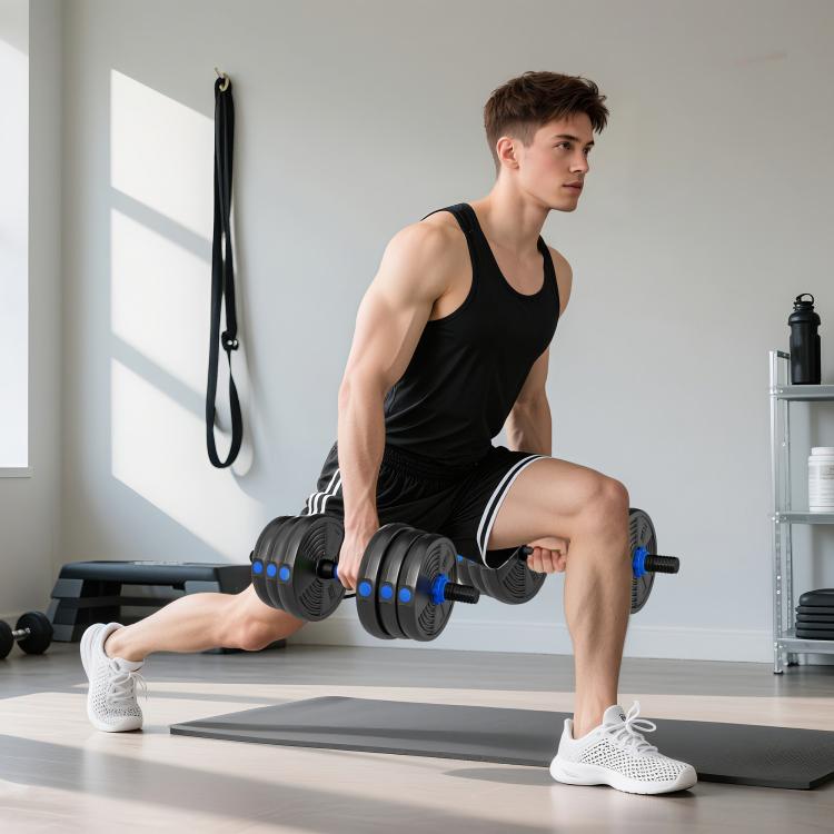 3-in-1 Adjustable 25kg Dumbbell Set with Extension Bar, Blue