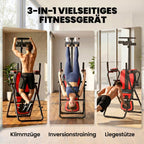 3-in-1 Inversion Bench/Table with 3 Inversion Angles, Push-up & Pull-up Bars, and Headrest