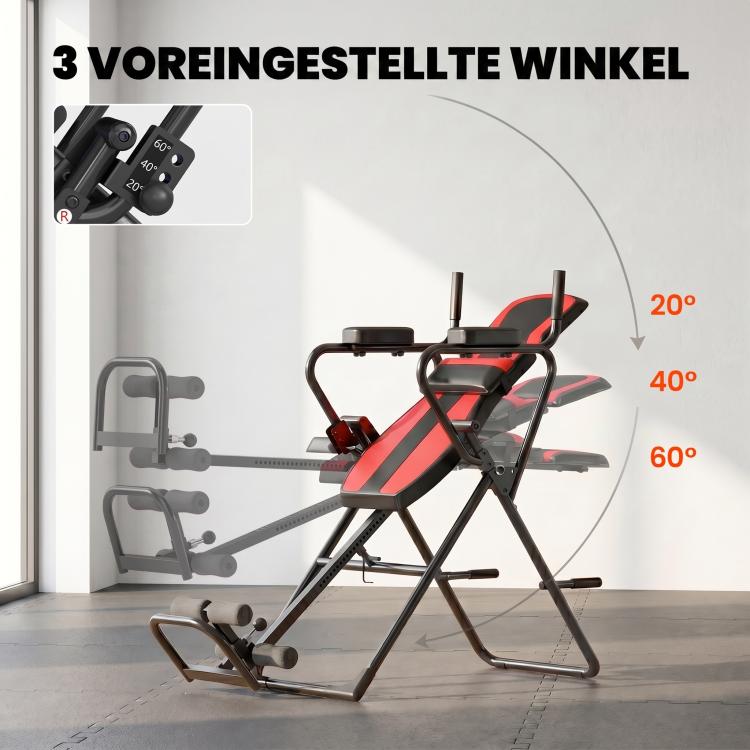 3-in-1 Inversion Bench/Table with 3 Inversion Angles, Push-up & Pull-up Bars, and Headrest