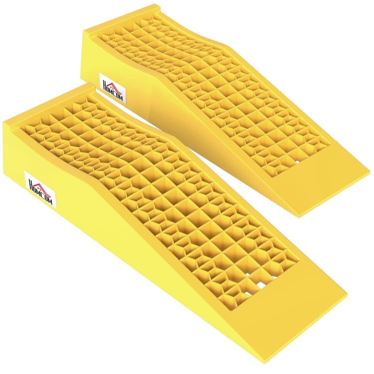 Set of 2 Plastic Car Ramps with 3-Ton Capacity and Non-Slip Surface, Yellow