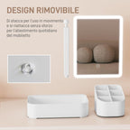 Makeup Mirror with 2-Level Adjustable Light, 180° Rotation, and Makeup Organizer, White — view 11