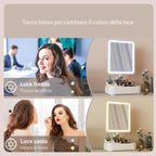 Makeup Mirror with 2-Level Adjustable Light, 180° Rotation, and Makeup Organizer, White — view 6