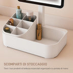 Makeup Mirror with 2-Level Adjustable Light, 180° Rotation, and Makeup Organizer, White — view 10
