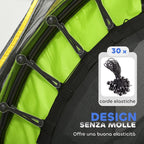 Tappeto Elastico per Bambini 3-6 Anni con Rete di Protezione, 6 Colonne e 3 Ingressi, ?140x190 cm, Verde e Nero