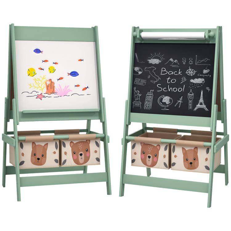 3-in-1 Children's Easel and 2 Storage Bins, Ages 3-8, 54x46.5x93cm, Green