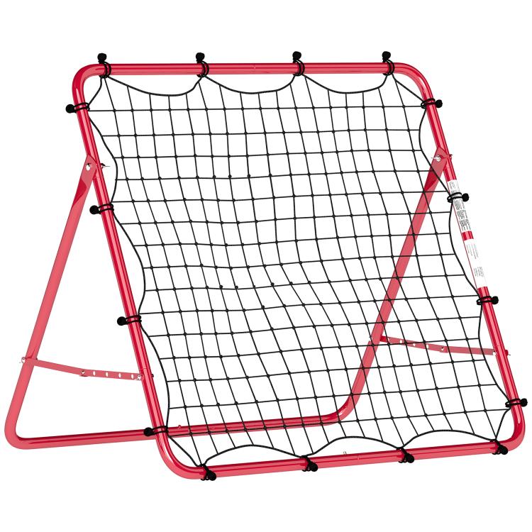 Portable Football Rebound Net, Steel and Double-Layer Nylon, 5 Adjustable Angles, 103x72x89cm, Red