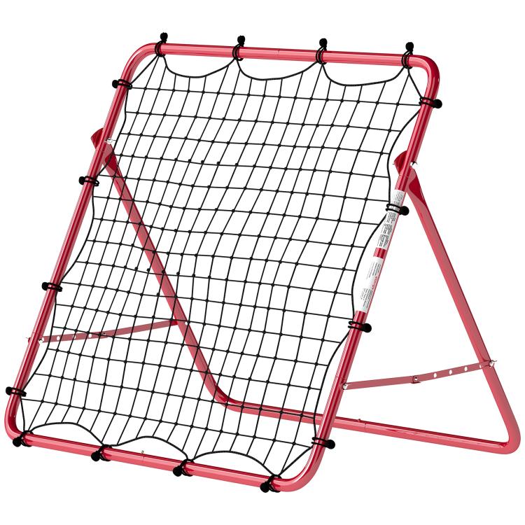 Portable Football Rebound Net, Steel and Double-Layer Nylon, 5 Adjustable Angles, 103x72x89cm, Red