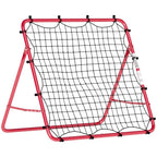 Portable Football Rebound Net, Steel and Double-Layer Nylon, 5 Adjustable Angles, 103x72x89cm, Red