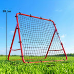 Portable Football Rebound Net, Steel and Double-Layer Nylon, 5 Adjustable Angles, 103x72x89cm, Red