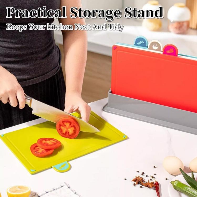 ZENO 4-Piece Color-Coded Cutting Board Set with Non-Slip Index and Stand