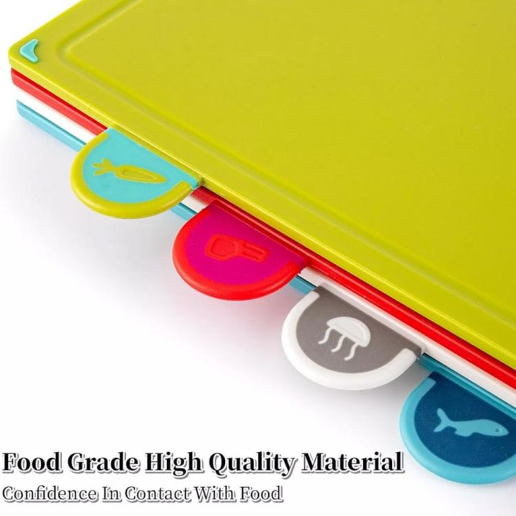 ZENO 4-Piece Color-Coded Cutting Board Set with Non-Slip Index and Stand