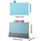 ZENO 4-Piece Color-Coded Cutting Board Set with Non-Slip Index and Stand
