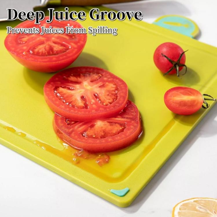 ZENO 4-Piece Color-Coded Cutting Board Set with Non-Slip Index and Stand