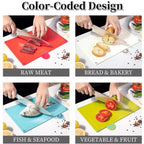 ZENO 4-Piece Color-Coded Cutting Board Set with Non-Slip Index and Stand