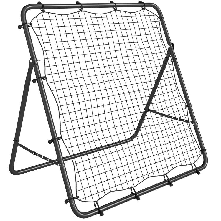 Foldable Soccer Rebound Net, 5-Level Adjustable Angle Training Rebounder, Steel Frame, 120 x 73 x 112 cm (Black)