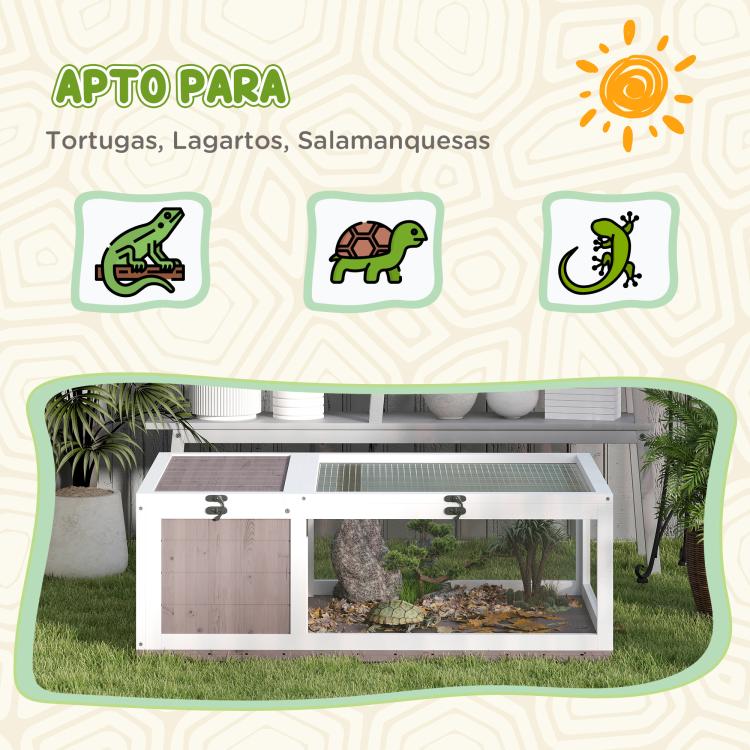 Wooden Tortoise House with Mesh Roof and Removable Transparent Side Panels 91 x 60.5 x 32 cm Light Brown — view 9