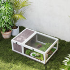Wooden Tortoise House with Mesh Roof and Removable Transparent Side Panels 91 x 60.5 x 32 cm Light Brown — view 10