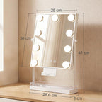Hollywood Lighted Makeup Mirror – 9 LED Bulbs, 3 Colors, Touch Switch, Phone Holder – White — view 5