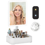 Rechargeable Lighted Makeup Mirror with 2 Lighting Modes, 180 Degrees Rotation, and Adjustable Brightness – White