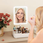 Rechargeable Lighted Makeup Mirror with 2 Lighting Modes, 180 Degrees Rotation, and Adjustable Brightness – White — view 4