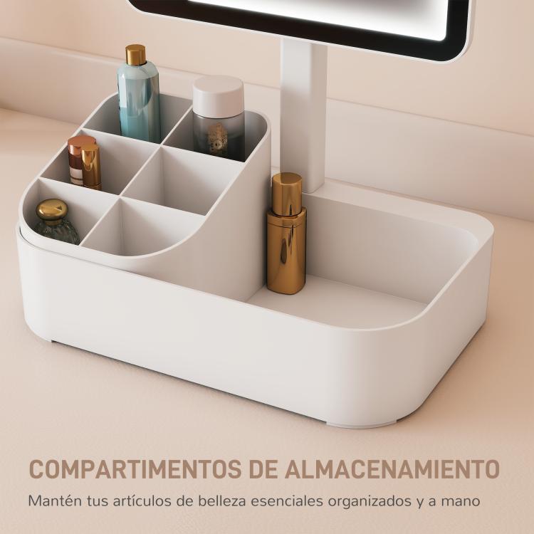 Rechargeable Lighted Makeup Mirror with 2 Lighting Modes, 180 Degrees Rotation, and Adjustable Brightness – White — view 10