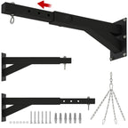 Wall-Mounted Punching Bag Bracket with Adjustable Distance, Swivel Hook, and Chains (45–65 cm) – Black